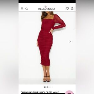 Hello Molly Wine Midi Dress size medium